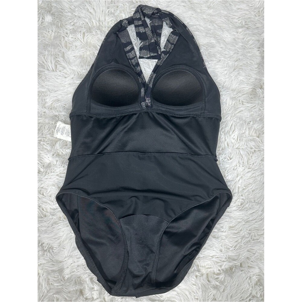 Magicsuit Woman Swimsuit Size 10 Black Silver Metallic Yves One-Piece Halter - Picture 8 of 11